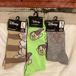 Disney Men's Crew Socks - Tan, Green, Gray